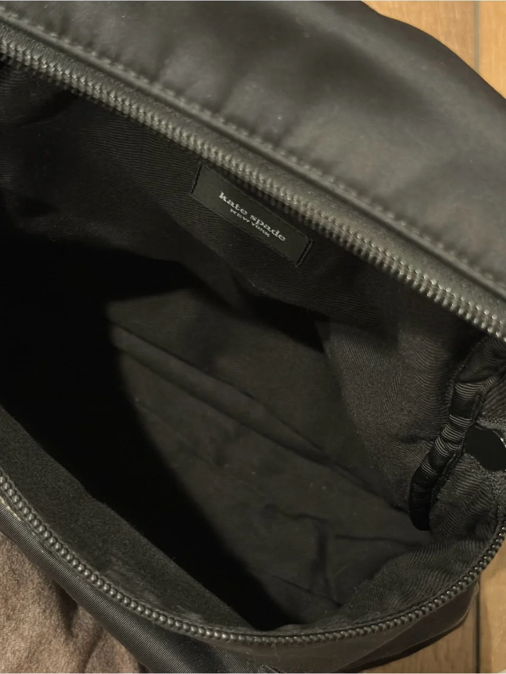 kate spade black nylon mini backpack with front zip pocket